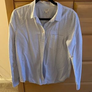 J. crew factory blue and white striped button down